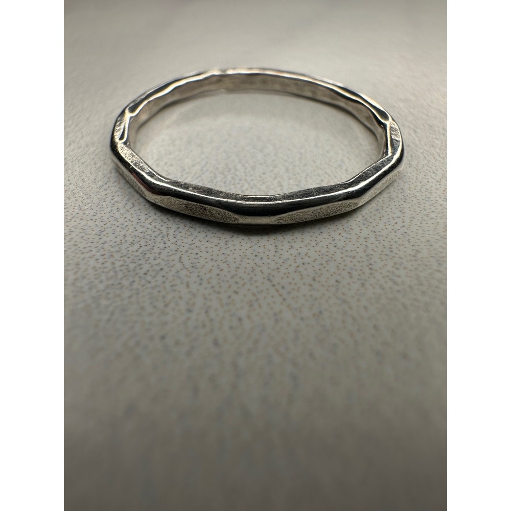 Sterling Silver Hammered Faceted Band Ring Size 7 Minimalist Stackable Handmade